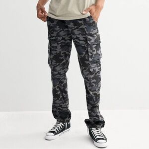 Men’s Lazer Stacked Cargo Jogger Pants XL Grey Camo Stretch NWT Drawstring